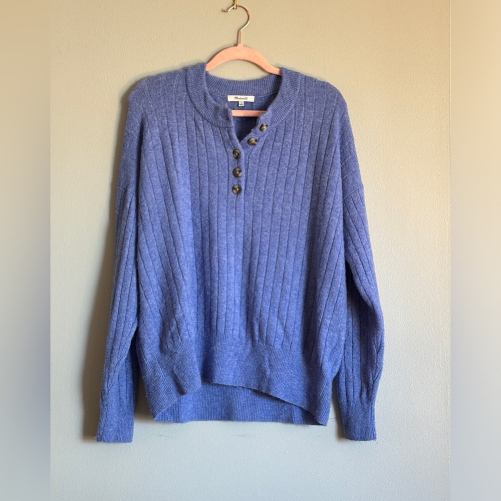 Madewell Blue Henley Sweater